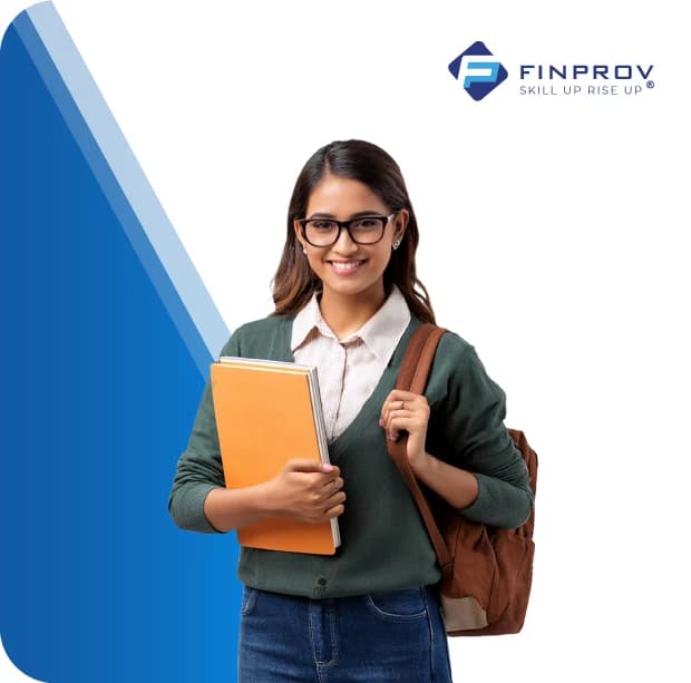 Finprov learner holding books, ready to learn