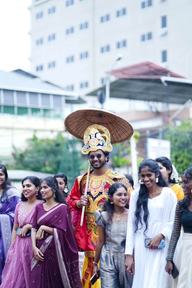 Student in traditional attire during Onam celebrations
