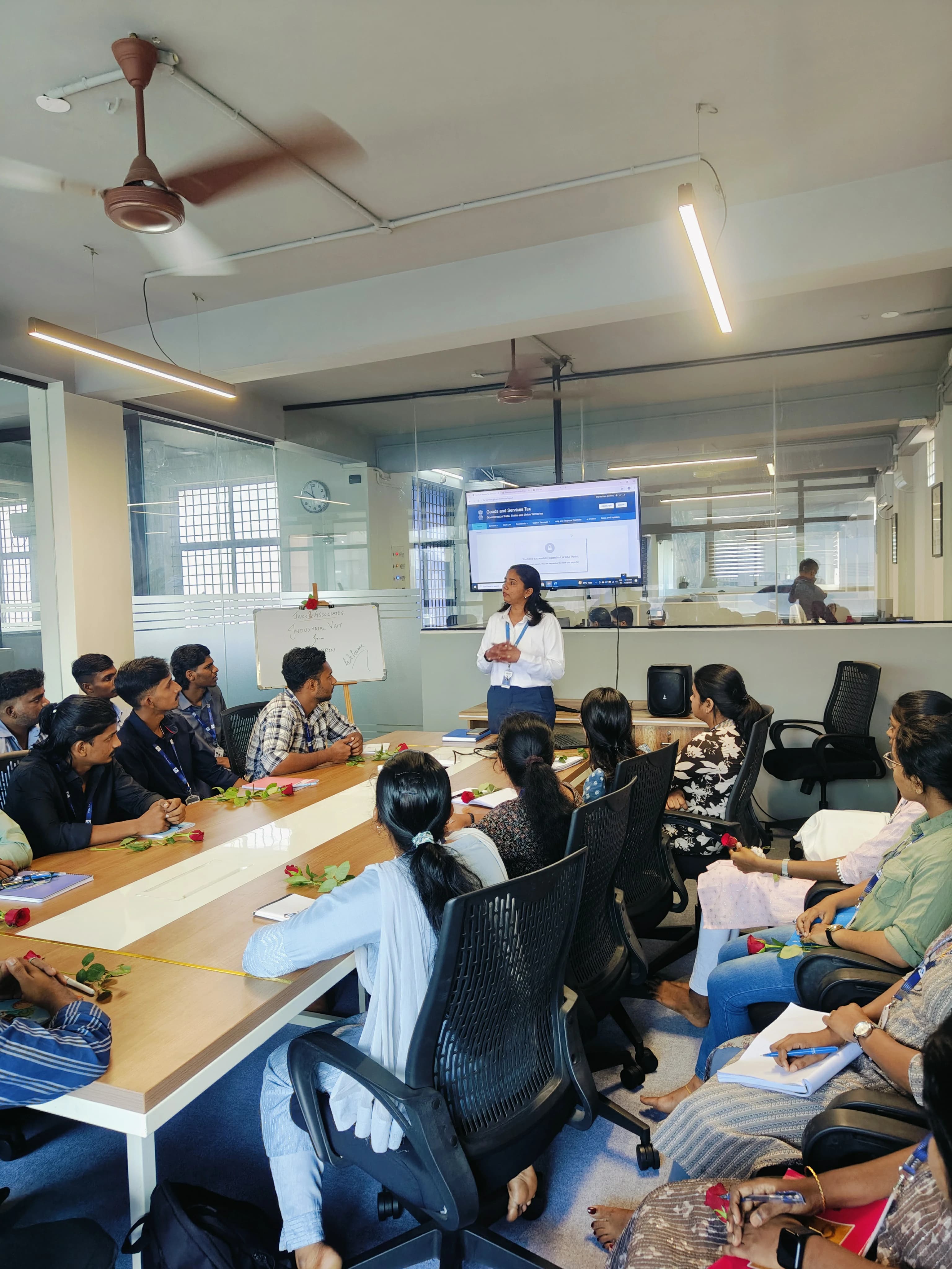 Finprov learners at an accounting office during an industrial visit