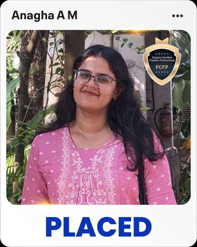 Anagha A M, placed Finprov learner