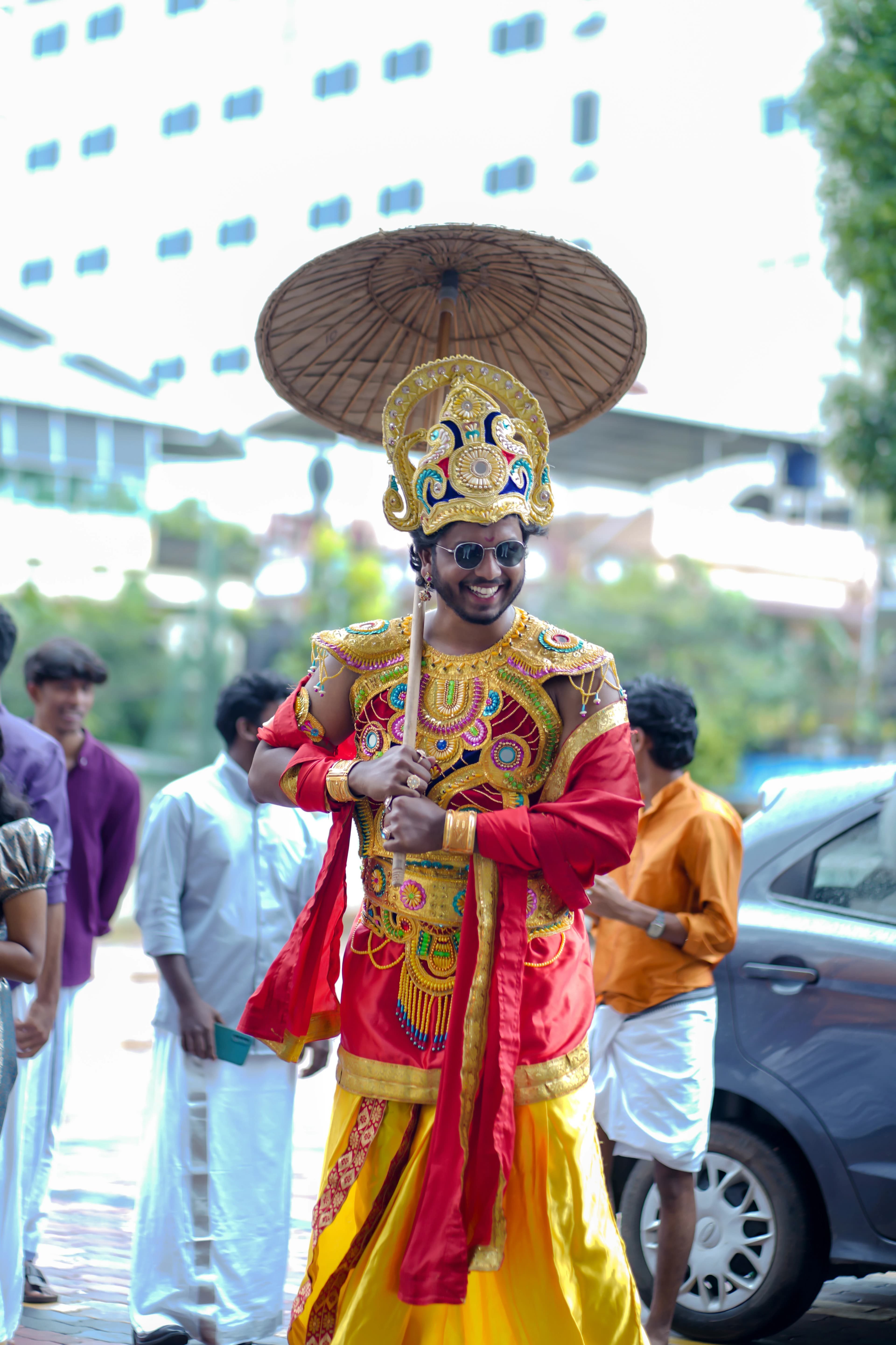 Maveli greeting Finprov learners at the Onam celebration