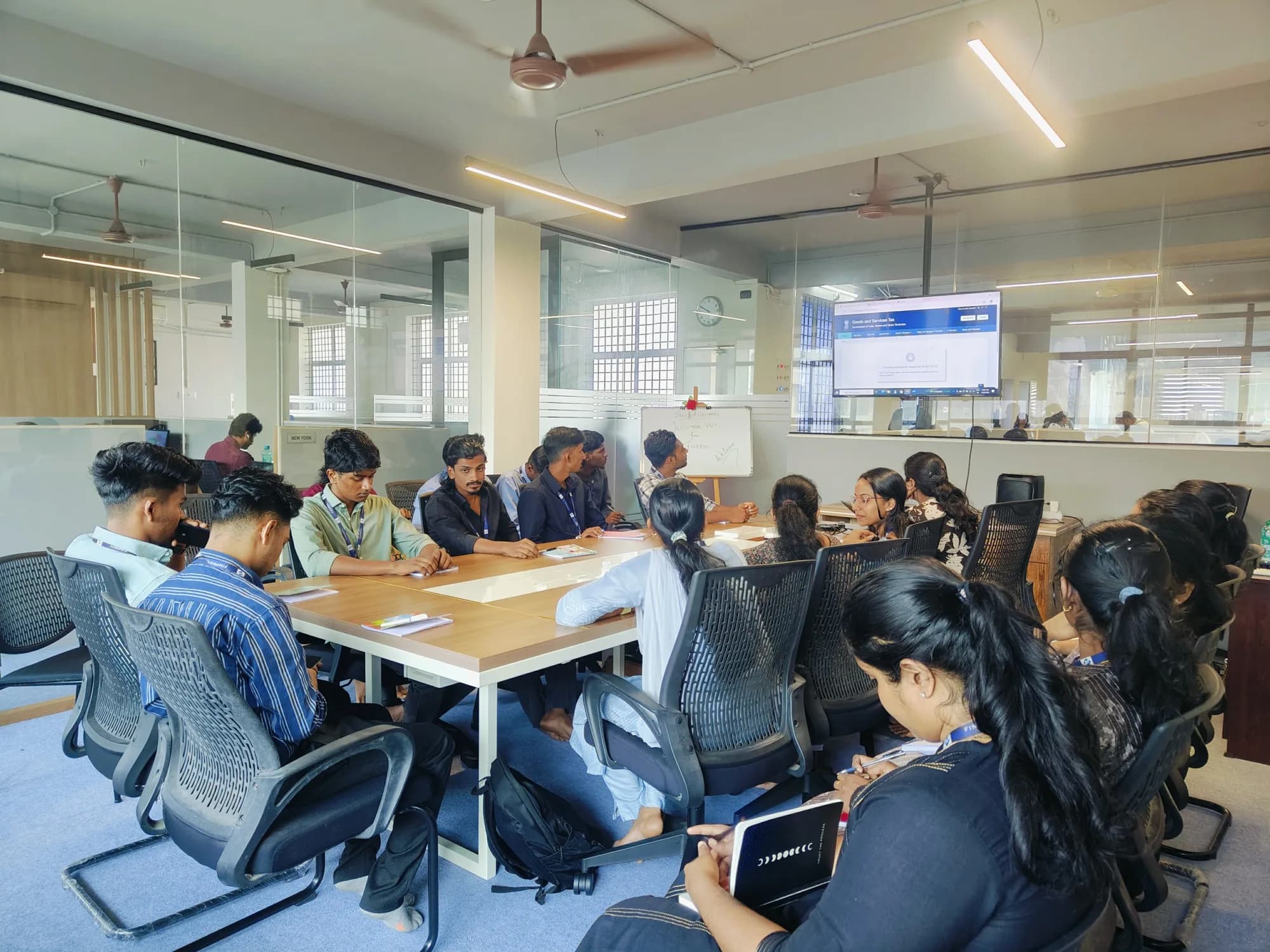 Finprov learners in a training session