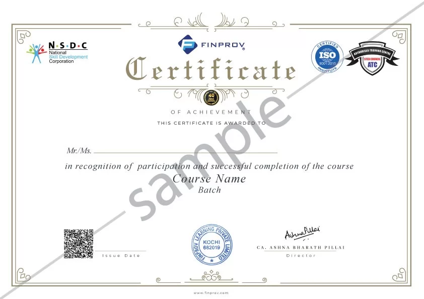 GST Return Filing Course sample certificate