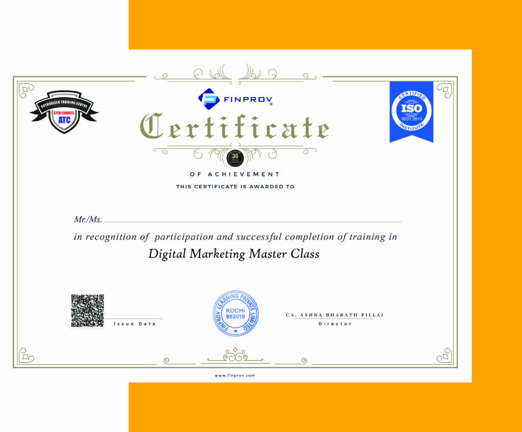 Digital marketing master class certificate