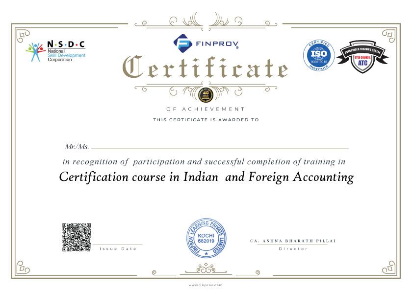 certification course in Indian and foreign accounting