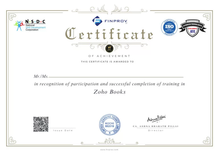 zoho certificate