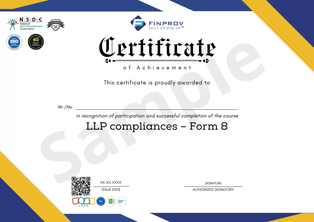 LLP Compliances Form 8 Sample Certificate