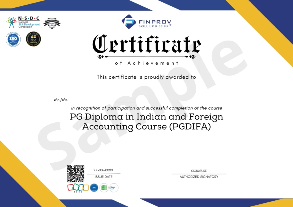 PG Diploma in Indian and Foreign Accounting CoursePGDIFA