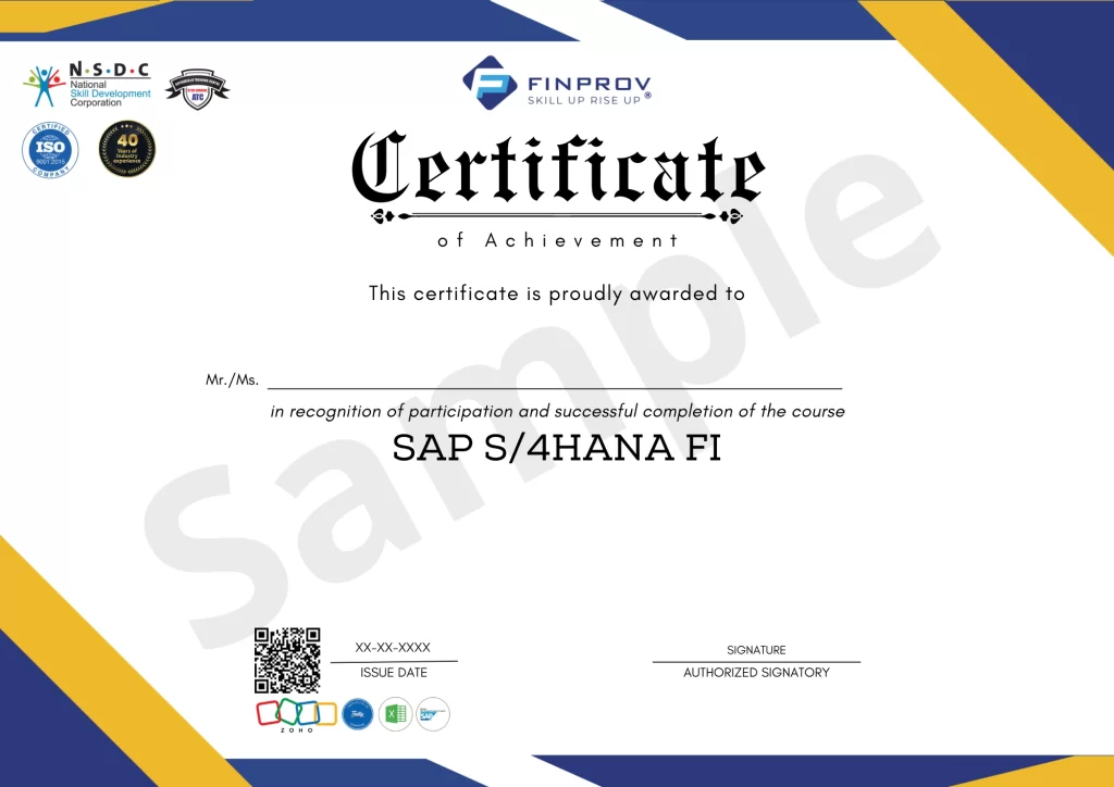 SAP FI Sample Certificate