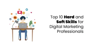vector image showing soft and hard skills for digital marketers
