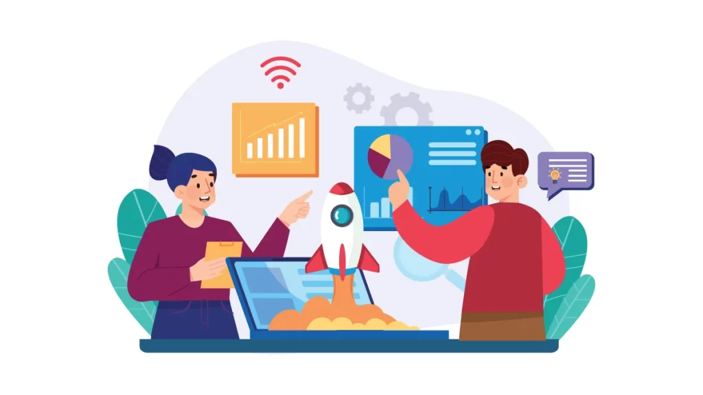 vector image representing soft and hard skills for digital marketers