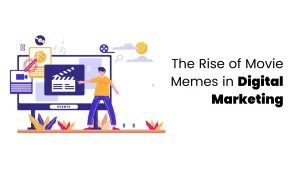 vector image showing movie memes in digital marketing