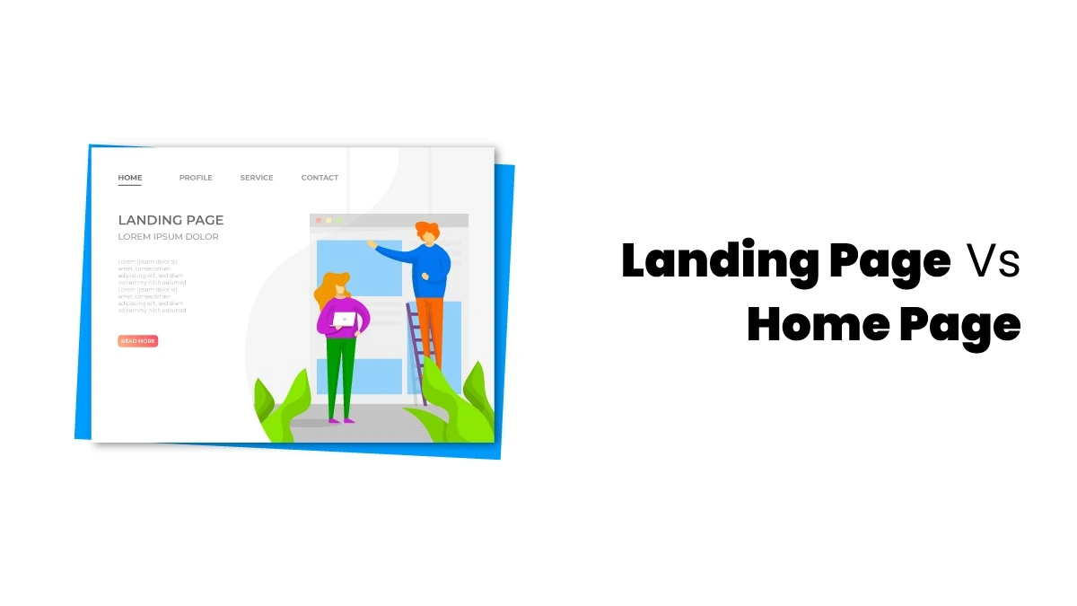 vector image showing landing page and home page