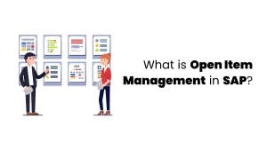 vector image showing open item management in sap