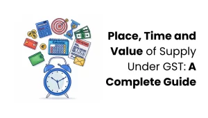 vector image showing place, time and value under GST guide