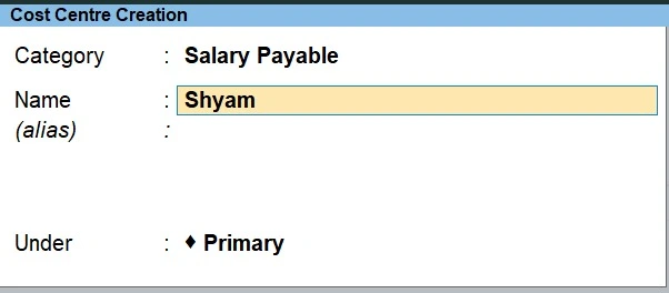 cost center creation 1