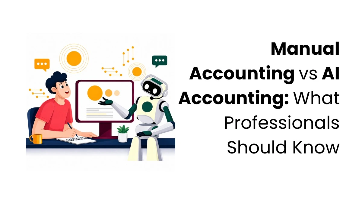 vector image showing manual accounting and ai assisted accounting
